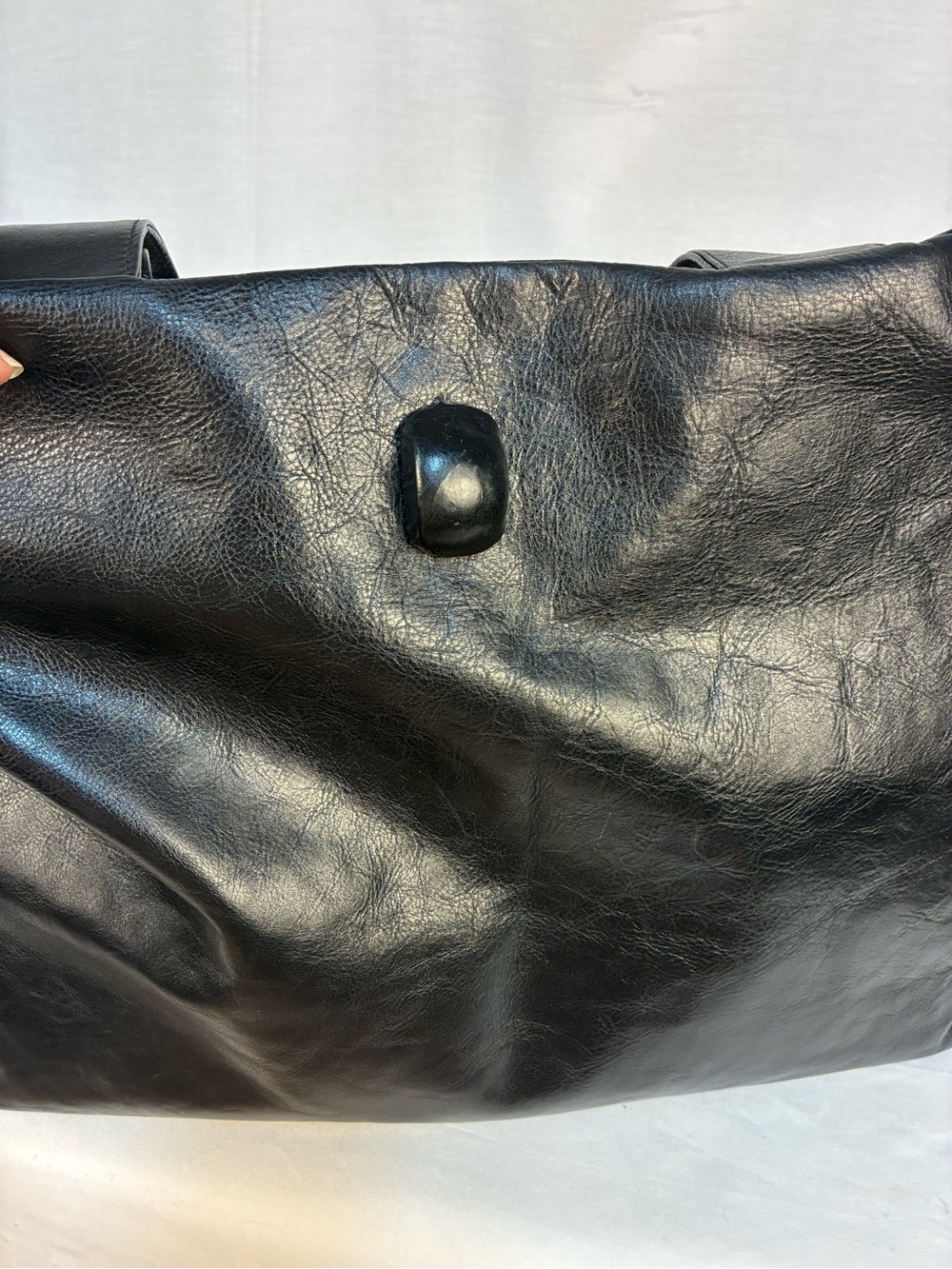 Neiman Marcus Made in Italy Black Leather Zipper Tote - Picture 3 of 10